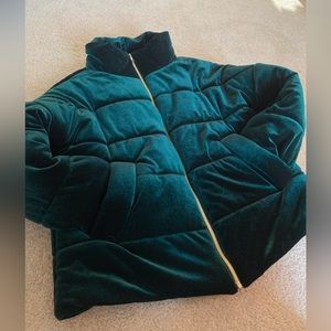 Green Velvet Coat NWOT